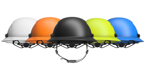 ‘Hard hats, welcome to the 21st century,’ WaveCel declares in marketing materials. This colorful array shows a new type of protective head gear for the construction sector. 