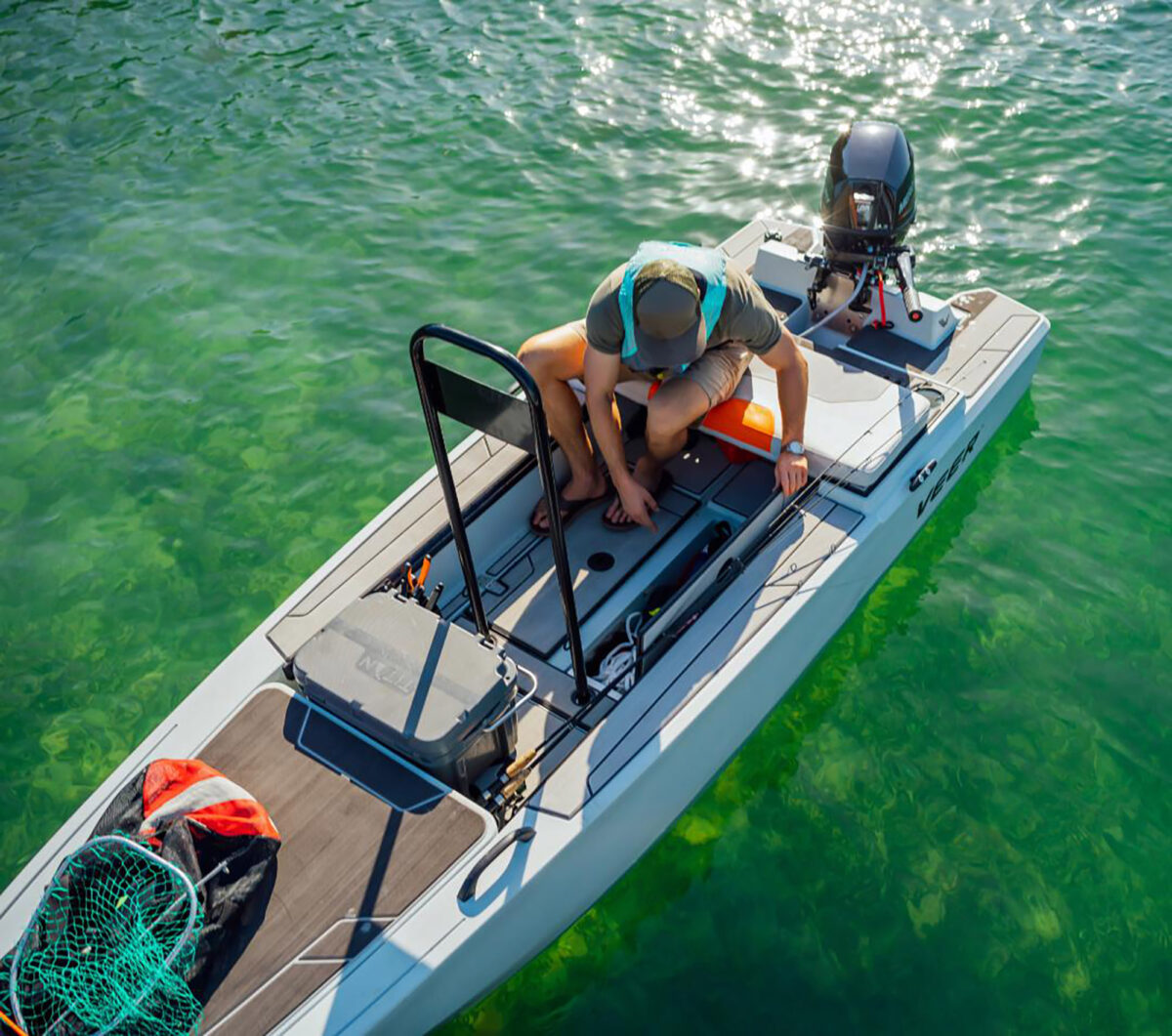 Brunswick’s 13-foot Veer boat supports electric propulsion.