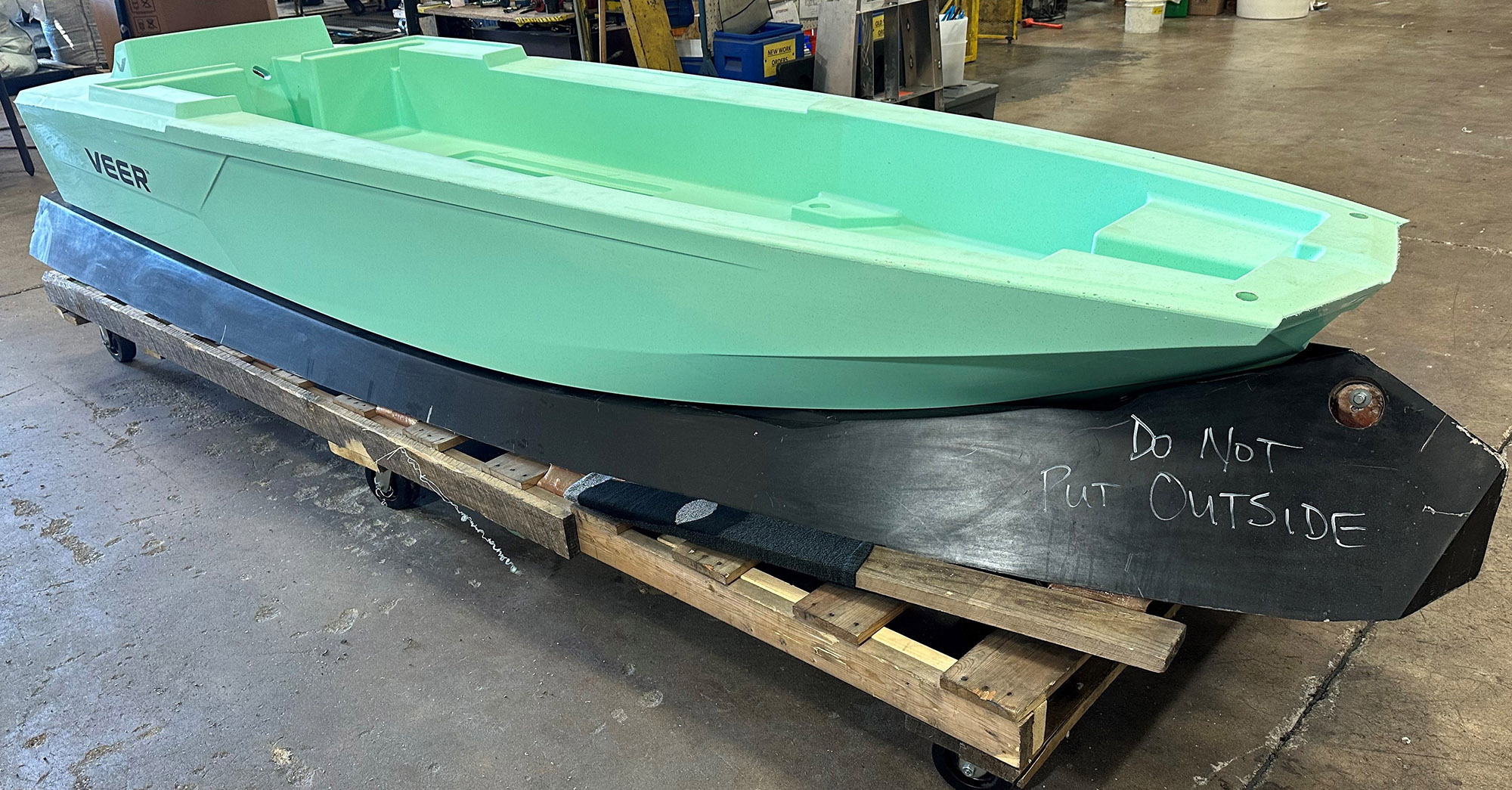 The Veer boat as it comes out of the mold. 