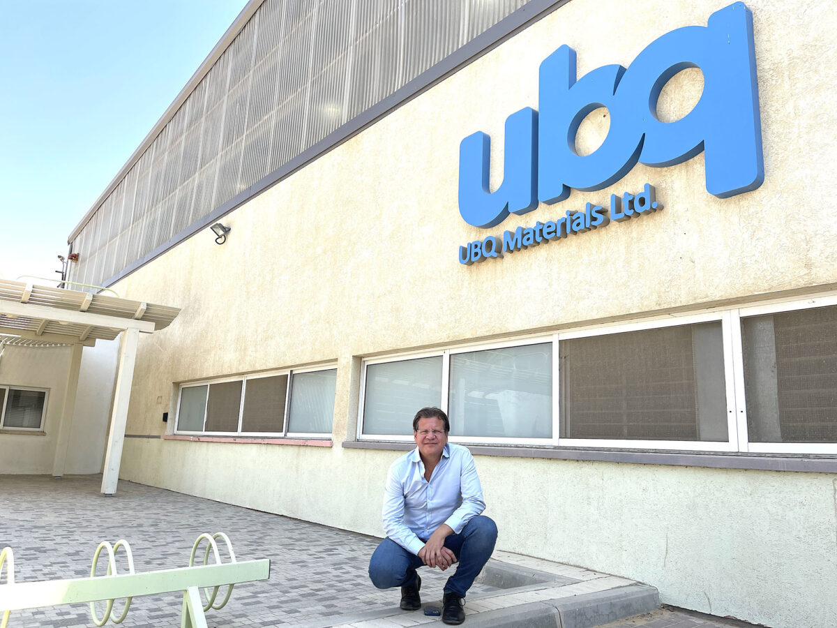 Jack “Tato” Bigio, co-founder and co-CEO of UBQ Materials, outside the firm’s headquarters in Tel Aviv.