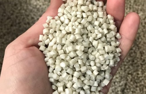 Mango Materials’ PHA biopolymer pellets produced from methanotroph bacteria. Courtesy of Mango Materials.