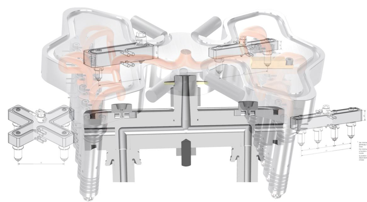 Hot runner systems involve a specially designed manifold that maintains the temperature of the plastic melt, allowing continuous flow through the runners to the mold cavities without solidification.