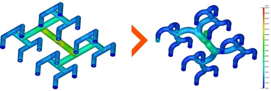 3D-printed hot runner system that revolutionizes injection molding by optimizing melt flow with free-form channels. This additive manufacturing approach enables a highly customized and efficient runner layout, reducing pressure loss, improving part quality, and lowering cycle times. Courtesy of Hasco 