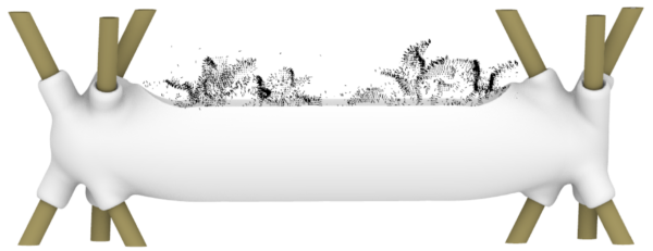 The image illustrates the 3D model of Farming Lab on a Trough (FLOAT). Courtesy of Development of Vertical Farming Systems from Waste Polymers Using Additive Manufacturing Techniques.